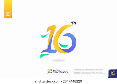 Number 16 logo icon design, 16th birthday logo number, anniversary 16