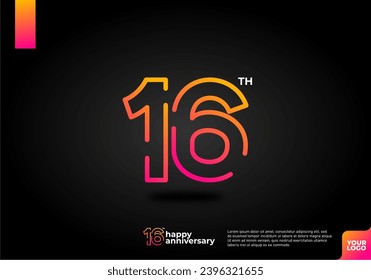 Diseño del icono del logo número 16, número del logo de 16 años, aniversario 16