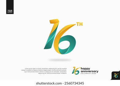 Number 16 logo icon design, 16th birthday logo number, anniversary 16