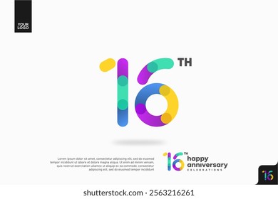 Number 16 logo icon design, 16th birthday logo number, anniversary 16