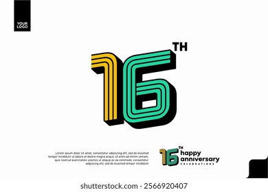 Number 16 logo icon design, 16th birthday logo number, anniversary 16