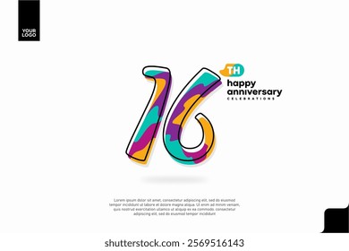 Number 16 logo icon design, 16th birthday logo number, anniversary 16