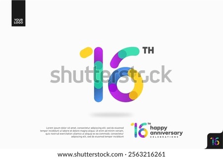 Number 16 logo icon design, 16th birthday logo number, anniversary 16