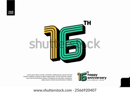 Number 16 logo icon design, 16th birthday logo number, anniversary 16