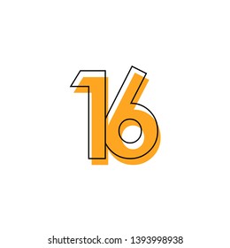 Number 16 Vector Template Design Illustration Design for Anniversary Celebration