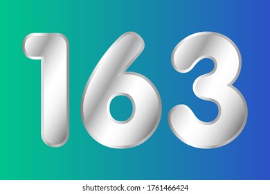Número 163 vector en estilo plateado. Ilustración vectorial Eps10.