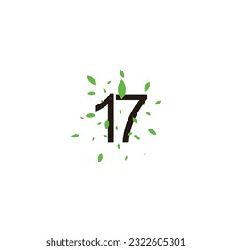 Number 17 leaves geometric symbol simple logo vector