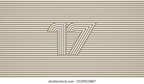 Number 17 logo design Inspiration, Number 17 logo multi line style that blends into the line background, flat design logo template, vector illustration