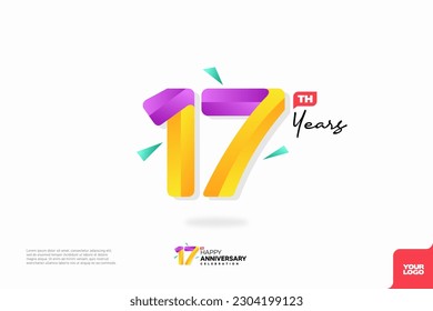 Number 17 logo icon design, 17th birthday logo number, anniversary 17