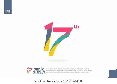 Número 17 logotipo ícone design, 17º aniversário logotipo número, aniversário 17