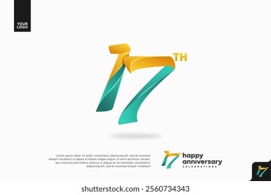 Number 17 logo icon design, 17th birthday logo number, anniversary 17