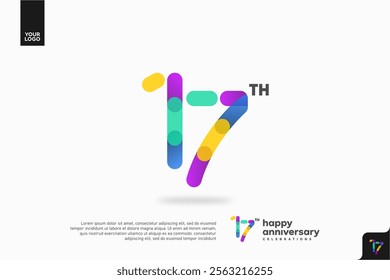 Number 17 logo icon design, 17th birthday logo number, anniversary 17