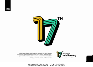 Number 17 logo icon design, 17th birthday logo number, anniversary 17