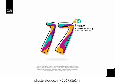 Number 17 logo icon design, 17th birthday logo number, anniversary 17