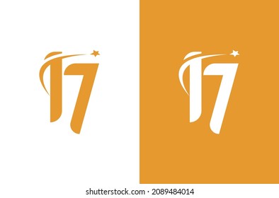 Number 17 logo with star concept. Logo for anniversary or vector element