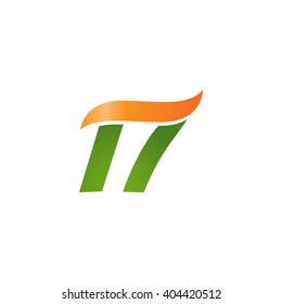 number 17 swoosh design template logo green orange