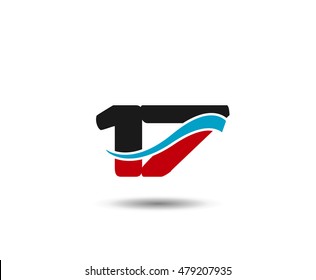 Number 17 swoosh design template logo
