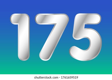 Number 175 vector in silver style. Eps10 vector illustration.