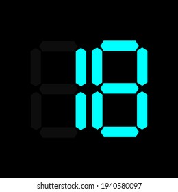 number 18 blue digital on black. - Powered by Shutterstock - Get 15% off with code: PIKWIZARD15