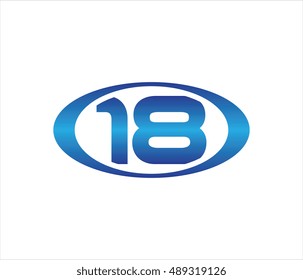 Number 18 blue oval logo template shiny