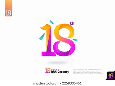 Number 18 logo icon design, 18th birthday logo number, 18th anniversary.