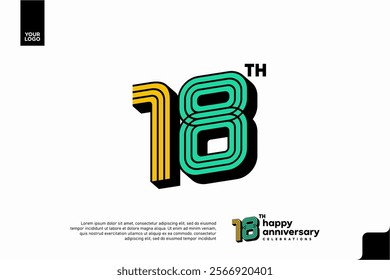 Number 18 logo icon design, 18th birthday logo number, anniversary 18