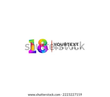 Number 18 logo icon design template elements