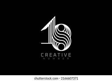 Número 18 Logo, número moderno y creativo 18 estilo multilínea, utilizable para marca, logotipo de aniversario y negocios, plantilla de logotipo de diseño plano, ilustración vectorial