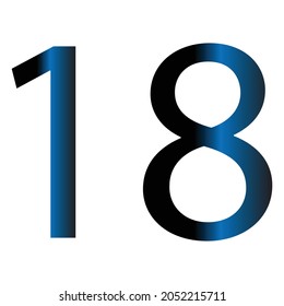 NUMBER 18 SIMPLE CLIP ART GRADIENT COLOUR VECTOR ILLUSTRATION