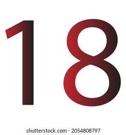 NUMBER 18 SIMPLE CLIP ART GRADIENT COLOUR VECTOR ILLUSTRATION