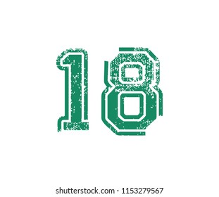 Number 18 Vintage Baseball Vector Logo