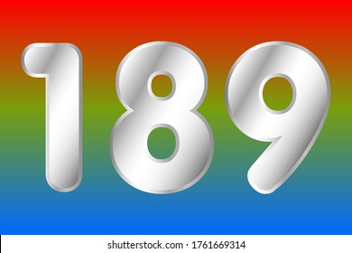 Número 189 vector en estilo plateado. Ilustración vectorial Eps10.