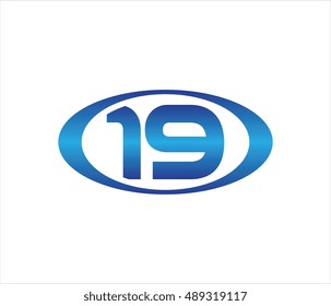 Number 19 blue oval logo template shiny