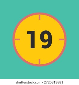 Zahl 19 Uhr Symbol, Vektorgrafik