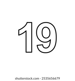 number 19 icon Flat logo isolated symbol