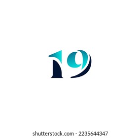 Number 19 logo design template elements. Modern abstract digital alphabet letter logo. Vector illustration.