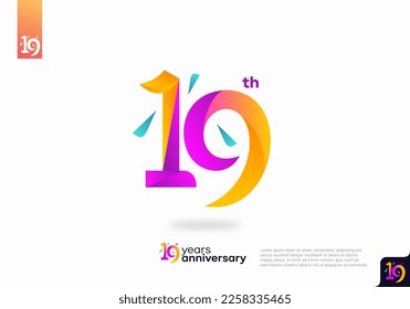 Number 19 logo icon design, 19th birthday logo number, 19th anniversary.