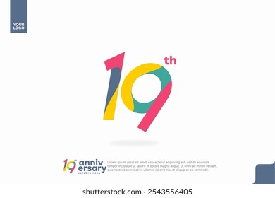 Nummer 19 Logo Icon Design, 19. Geburtstag Logo Nummer, Jubiläum 19