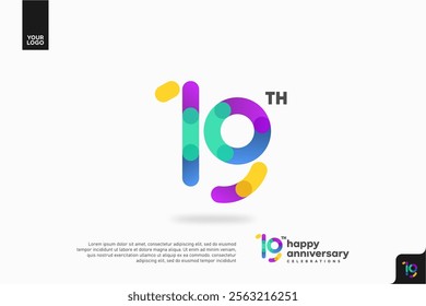 Number 19 logo icon design, 19th birthday logo number, anniversary 19