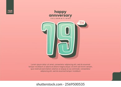 Number 19 logo icon design, 19th birthday logo number, anniversary 19