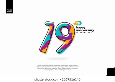 Number 19 logo icon design, 19th birthday logo number, anniversary 19