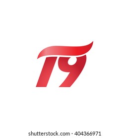 number 19 swoosh design template logo red