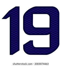 Number 19 Vector Illustration. Blue Number Nineteen With Abstract Pattern Isolated On A White Background
