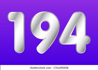 Número 194 vector en estilo plateado. Ilustración vectorial Eps10.