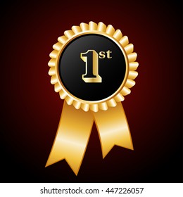 number 1st  on  Gold  award medals .1st anniversary badge.Number one on golden winner symbol.