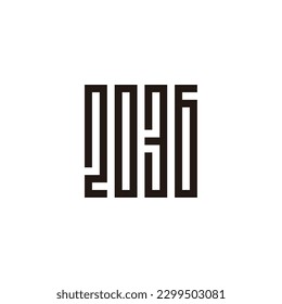 Number 2, 0, 3 and 6 square, rectangles geometric symbol simple logo vector