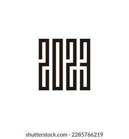 Number 2, 0, 2 and 3 square, rectangle geometric symbol simple logo vector
