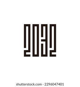 Number 2, 0, 3 and 2 square, rectangles geometric symbol simple logo vector