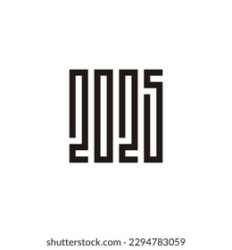 Number 2, 0, 2 and 5 square, rectangles geometric symbol simple logo vector