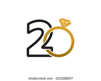 Number 2 or 20 logo or symbol template design
